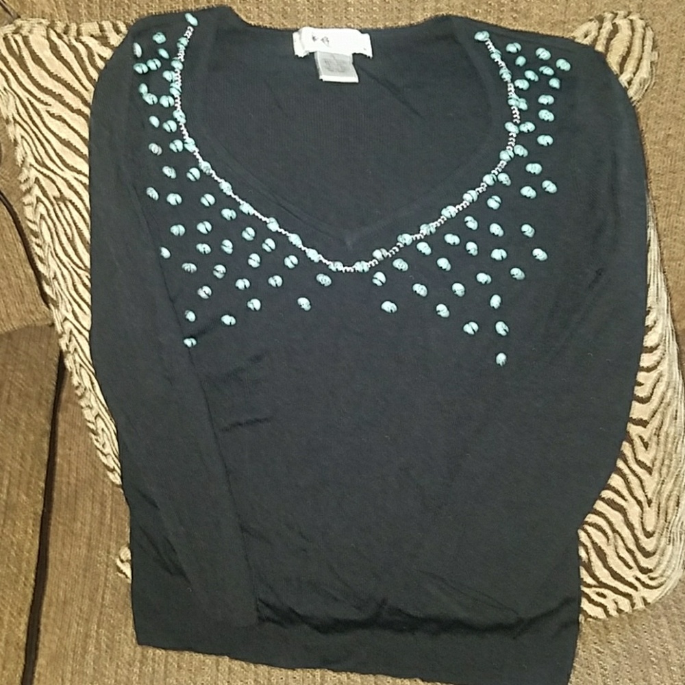 KIKIT black sweater with Turquoise beads